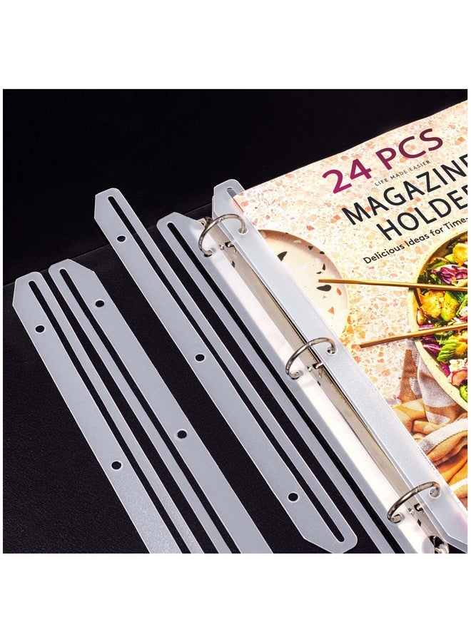 tutata 24Pcs 3 Hole Punched Magazine Holders, Magazine Organizer, 3 Ring Binder Insert Strips, Translucent White  - Image 5