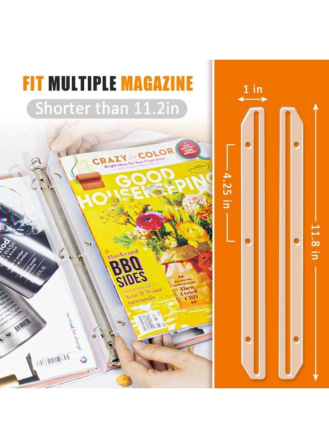 tutata 24Pcs 3 Hole Punched Magazine Holders, Magazine Organizer, 3 Ring Binder Insert Strips, Translucent White  - Image 2
