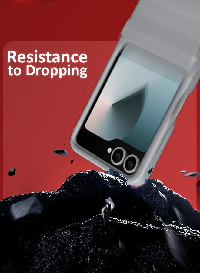 CATANES (for Samsung Galaxy Z Flip 6) Cover Flap Leather Case with Hinge Protection Shockproof Cover Case / Grey - Image 4