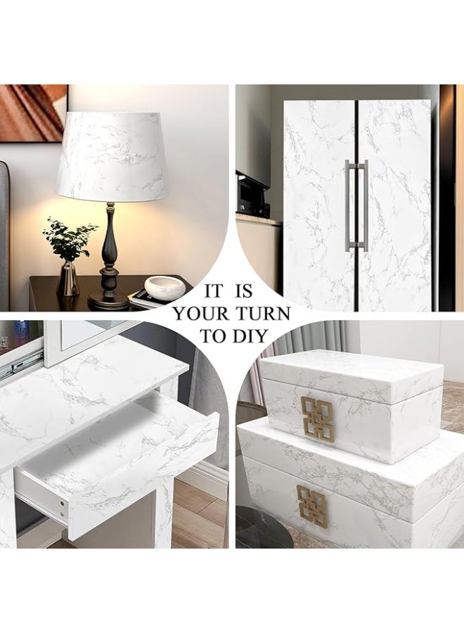 بتيمفم ورق لاصق لامع من الرخام الأبيض مصنوع من مادة البولي إيثيلين تيرفثالات، قابل للتقشير واللصق، مقاوم للماء والزيت، مناسب لأسطح المطبخ والخزائن وتجديد الأثاث (5 أمتار × 40 سم) (النمط 2) - Image 4