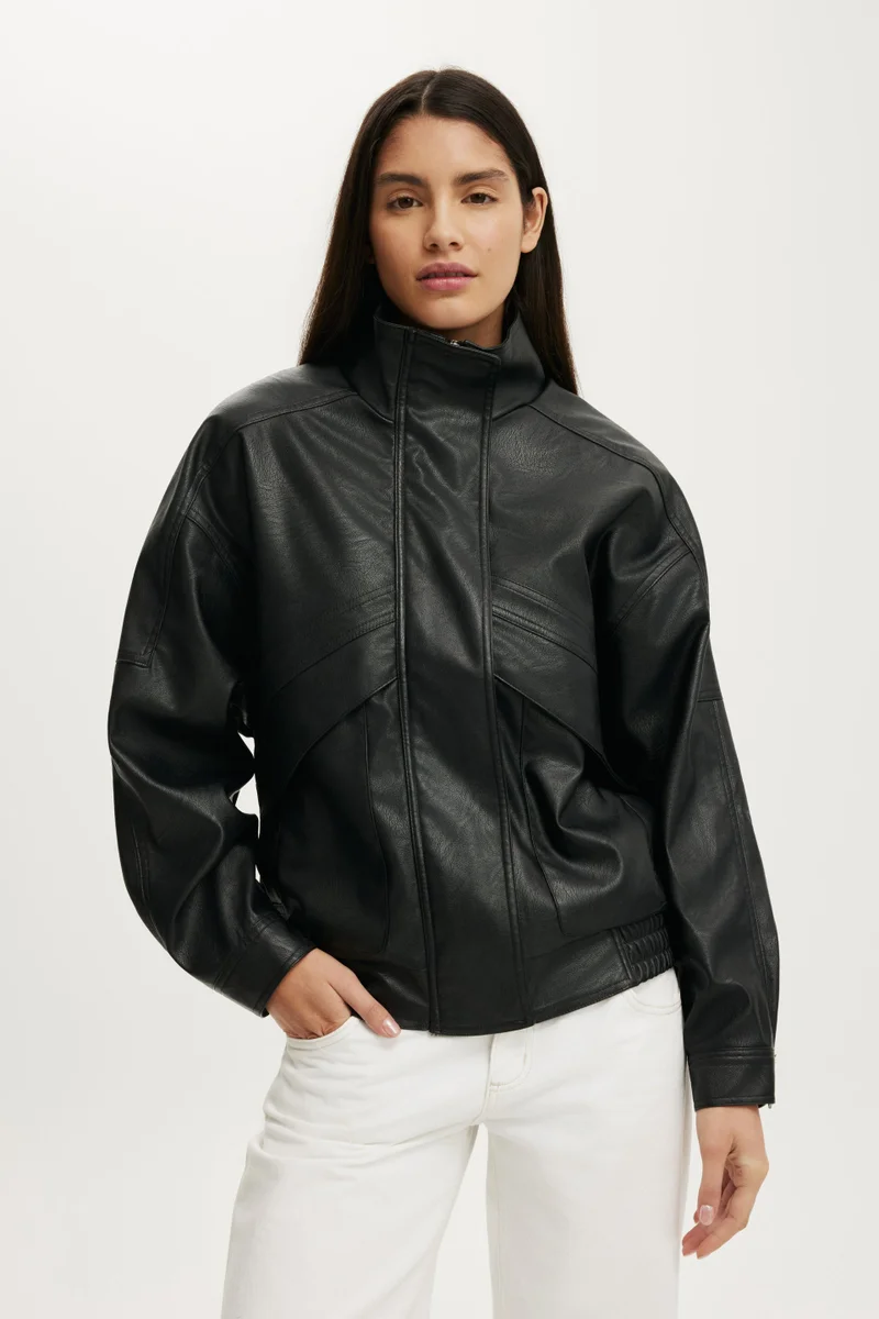 كوتون اون Theo Faux Leather Bomber