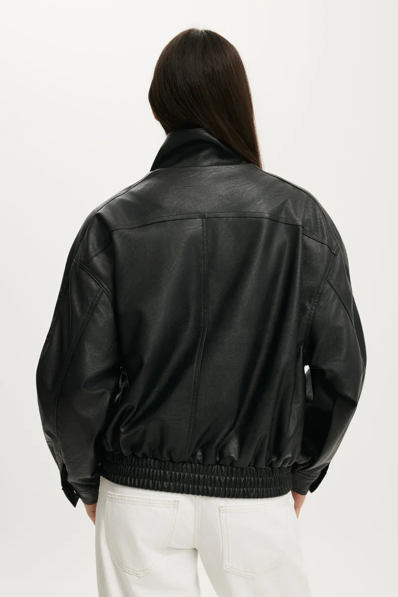 Cotton On  Theo Faux Leather Bomber for Women | Best Price UAE