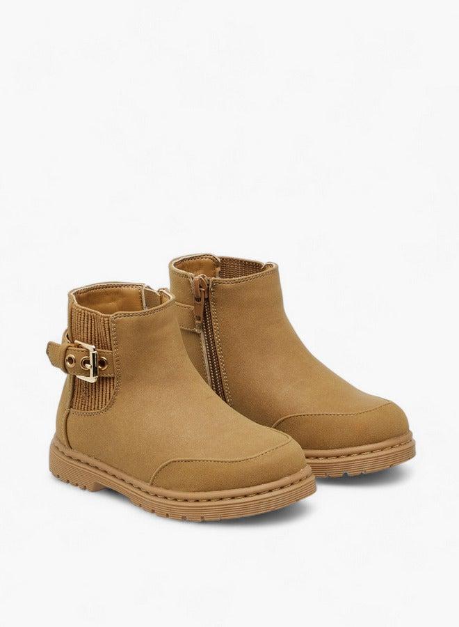 Flora Bella By Shoexpress Solid Boots with Zip Closure and Buckle Detail - Image 3