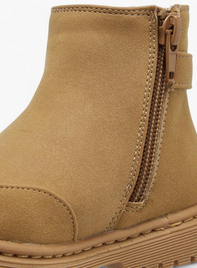 Flora Bella By Shoexpress Solid Boots with Zip Closure and Buckle Detail - Image 4