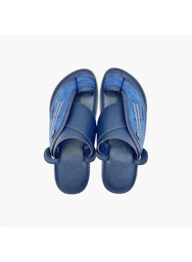 Al Waha Men's Stitch Detail Slip-On Arabic Sandals with Toe Loop