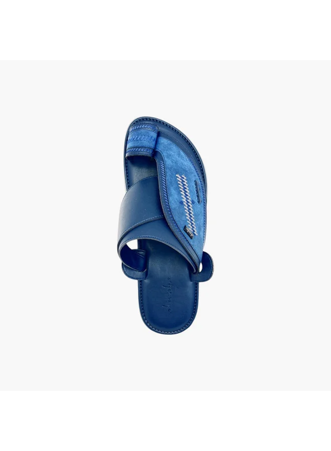Al Waha Men's Stitch Detail Slip-On Arabic Sandals with Toe Loop