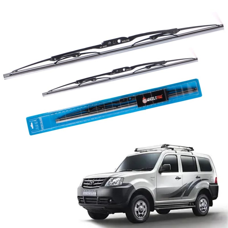 Wheelyfine Car Wiper Blades | Metal Frame | Water Repellent Windshield Wipers | Blade Refills (Tata Sumo Grande (2008-2014) Dr 20"/Pa 20") - Image 1