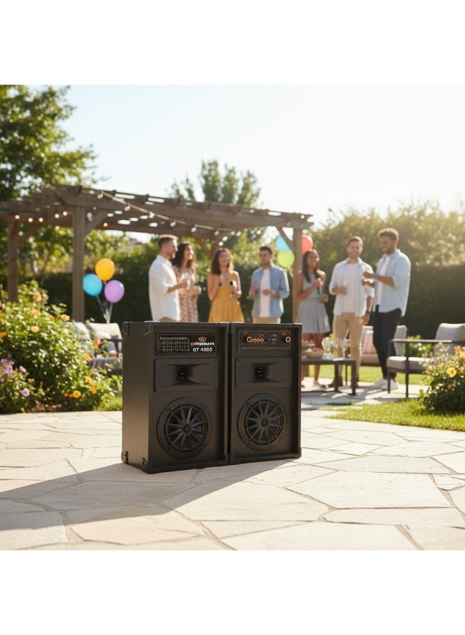 Gamma GT-4900 40W RMS Bluetooth Speaker System with USB, SD Card & Remote Control – Wooden Cabinet Stereo Speakers - Image 4