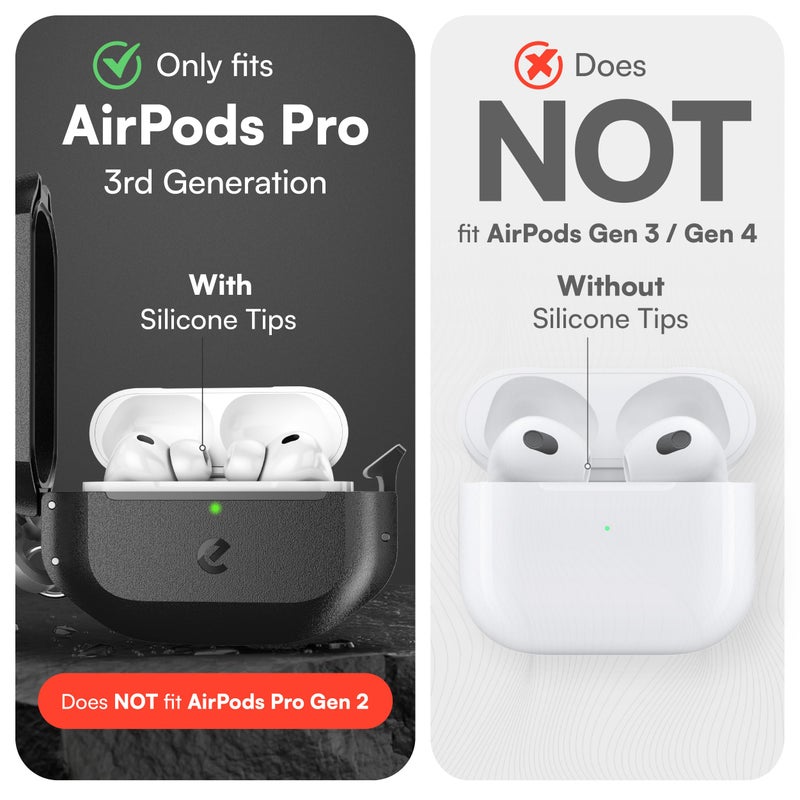 Keybudz for Waterproof AirPods Pro 3 Case with Lock - IP68 Waterproof and Dust Proof, Shockproof Protector, Heavy Duty Rugged Protection, Drop Proof Hard Cover for AirPods Pro 3rd Gen (Carbon Black) - Image 2