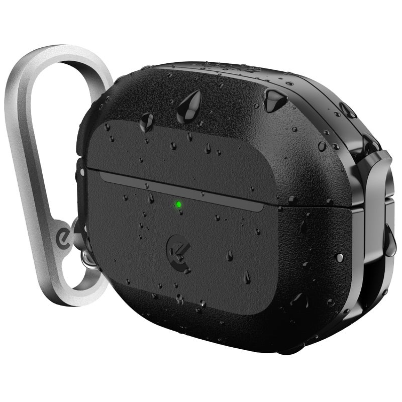 Keybudz for Waterproof AirPods Pro 3 Case with Lock - IP68 Waterproof and Dust Proof, Shockproof Protector, Heavy Duty Rugged Protection, Drop Proof Hard Cover for AirPods Pro 3rd Gen (Carbon Black) - Image 1