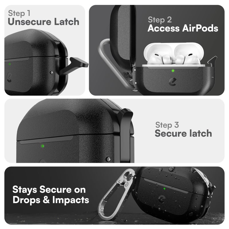 Keybudz for Waterproof AirPods Pro 3 Case with Lock - IP68 Waterproof and Dust Proof, Shockproof Protector, Heavy Duty Rugged Protection, Drop Proof Hard Cover for AirPods Pro 3rd Gen (Carbon Black) - Image 3