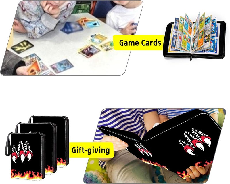 Extalas 100 Bonus Sleeves Included - Trading Card Binder Fits 400+ Cards, 4-Pocket Collector Album Compatible with PTCG, MTG, YGO and Sports Cards - Waterproof PU Leather Card Holder Case (Claw) - Image 5