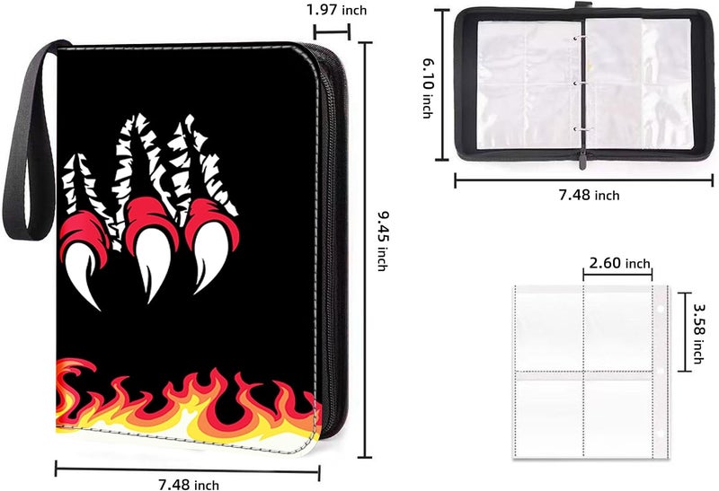 Extalas 100 Bonus Sleeves Included - Trading Card Binder Fits 400+ Cards, 4-Pocket Collector Album Compatible with PTCG, MTG, YGO and Sports Cards - Waterproof PU Leather Card Holder Case (Claw) - Image 2
