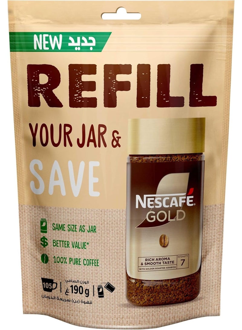 ري فل NESCAFÉ Gold قهوة سريعة الذوبان - كيس إعادة تعبئة 190 جرام - Image 1