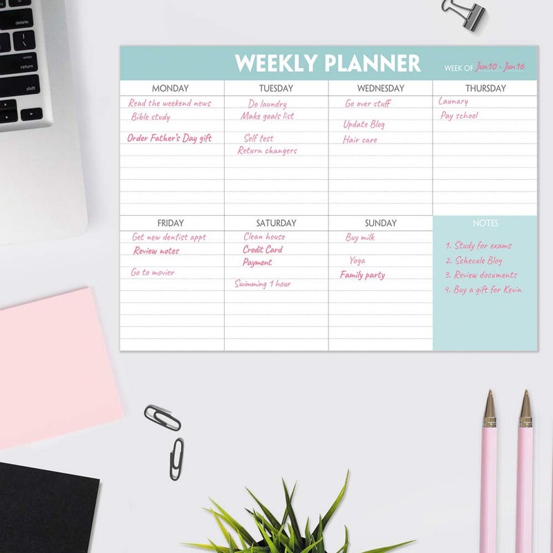 Nokingo Weekly Planner Notepad - Tear Off Planning Pad with Daily Schedule & Calendar, 52 Sheets, 100gsm Paper, Undated Weekly To Do List Notepad, 10x7 in - Image 4