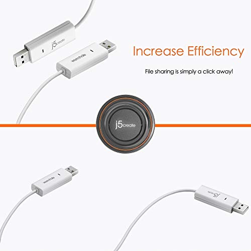 j5create JUC100 Data, Keyboard, and Mouse Sharing/Transfer USB Cable [ Wormhole Switch Windows to Windows ] Transfer Data Between 2 Windows PC - Image 5