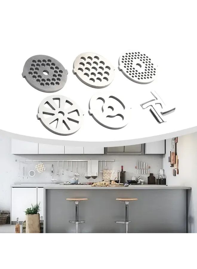 6 Piece Stainless Steel Meat Grinder Plates And Blade Set For 55mm Stand Mixer Attachments - Image 2