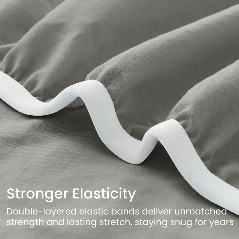 GOKOTTA 4-Pcs Queen Sheet Set, 16 Inch Deep Pocket Queen Sheets with Elastic Corner Straps, Brushed Microfiber Polyester - Hotel Luxury, Ultra Soft, Breathable, Anti-Rip, Wrinkle-Free - Grey - Image 3
