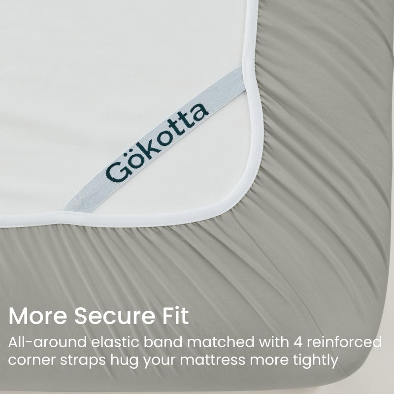 GOKOTTA 4-Pcs Queen Sheet Set, 16 Inch Deep Pocket Queen Sheets with Elastic Corner Straps, Brushed Microfiber Polyester - Hotel Luxury, Ultra Soft, Breathable, Anti-Rip, Wrinkle-Free - Grey - Image 2