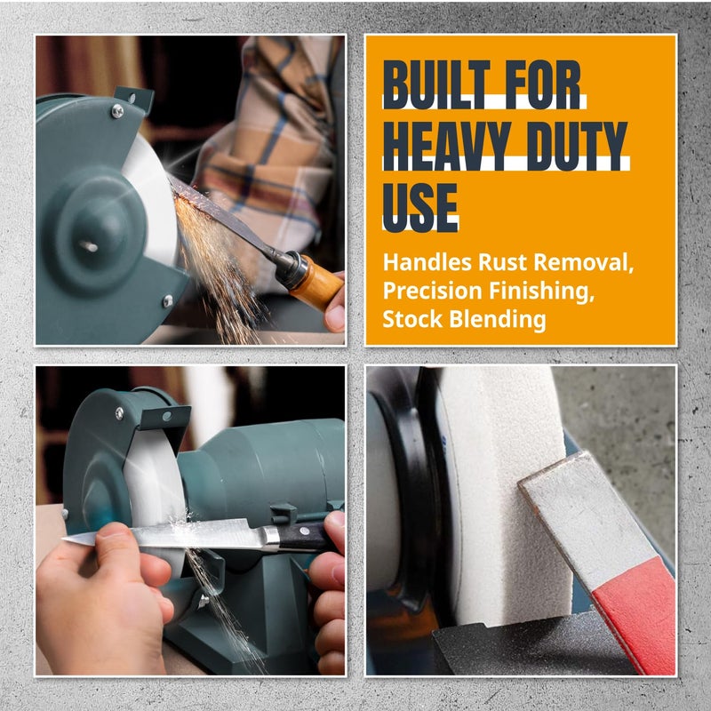 POWERTEC Bench Grinder Wheel 8 Inch 120 Grit, White Aluminum Oxide Grinding Wheel for Bench Pedestal Grinder, 1" Thick 5/8" Arbor, Sharpening & Shaping Drill Bits, Blade, and Chisel 1PK (15505) - Image 4