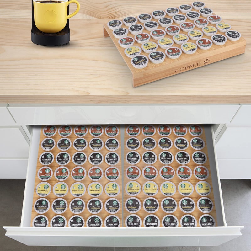 MinBoo BamBoo k cup holder Drawer or Countertop k cup Organizer Coffee Pod Holder Hold 35 Coffee Pod Storage Kcup coffee pods holder for coffee station Office and Kitchen k cup storage - Image 4