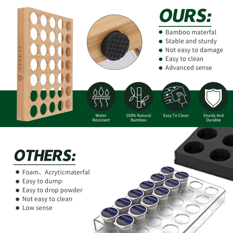 MinBoo BamBoo k cup holder Drawer or Countertop k cup Organizer Coffee Pod Holder Hold 35 Coffee Pod Storage Kcup coffee pods holder for coffee station Office and Kitchen k cup storage - Image 5