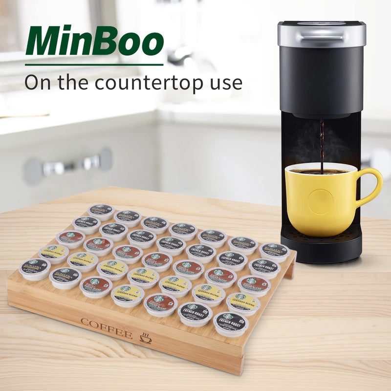 MinBoo BamBoo k cup holder Drawer or Countertop k cup Organizer Coffee Pod Holder Hold 35 Coffee Pod Storage Kcup coffee pods holder for coffee station Office and Kitchen k cup storage - Image 3