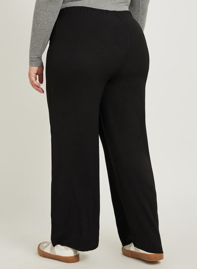 Styli Plus Size No Waistband Wide Leg Pants with Drawstring - Image 4