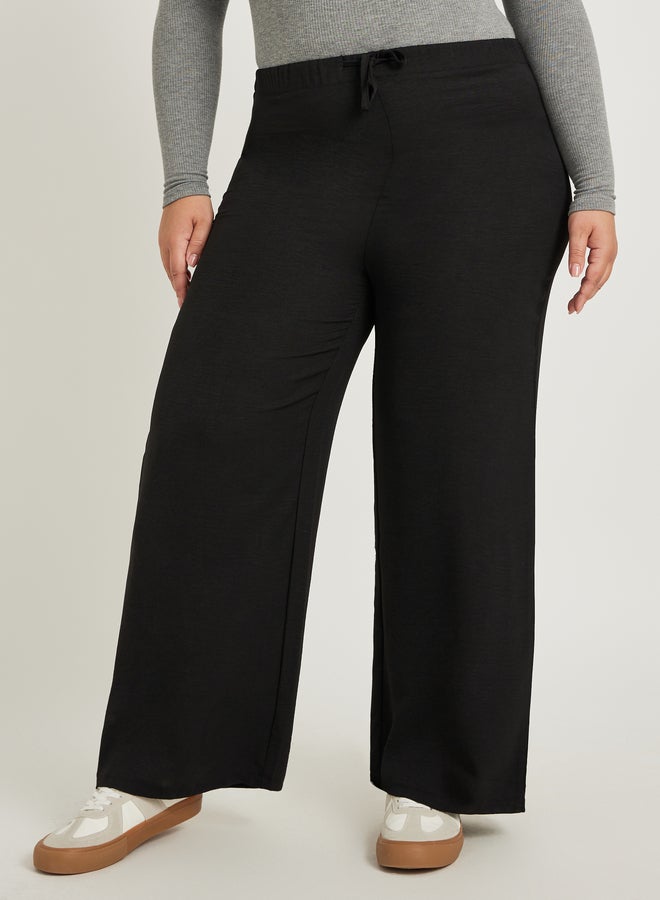 Styli Plus Size No Waistband Wide Leg Pants with Drawstring - Image 2