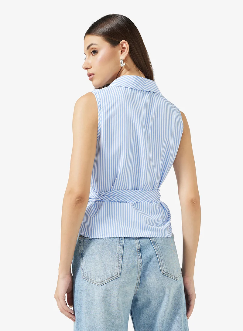 ايلا Striped Top With Back Tie Detail