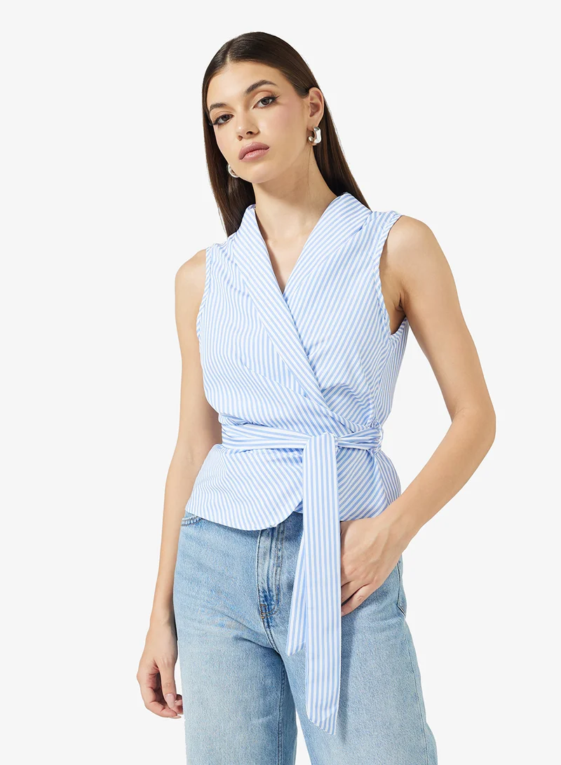 ايلا Striped Top With Back Tie Detail