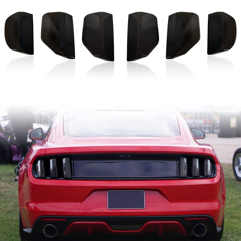 POKIAUTO Tail Light Cover for Ford Mustang 2015 2016 2017 Taillight Covers Trim Decoration for 2015 2016 2017 Ford Mustang Accessories 6PCS Smoke Black
