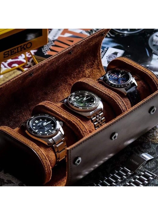 علبة تخزين ساعات جلدية فاخرة بثلاث خانات - Image 2