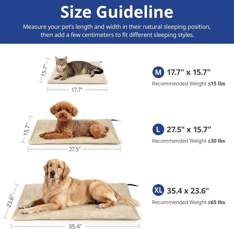 NICREW Cat Heating Pad, Temperature Adjustable Heated Cat Bed with Auto Shut Off Timer, Indoor Pet Heated Bed Mat for Small Dogs, 17.7 x 15.7 Inches, 55W - Image 5