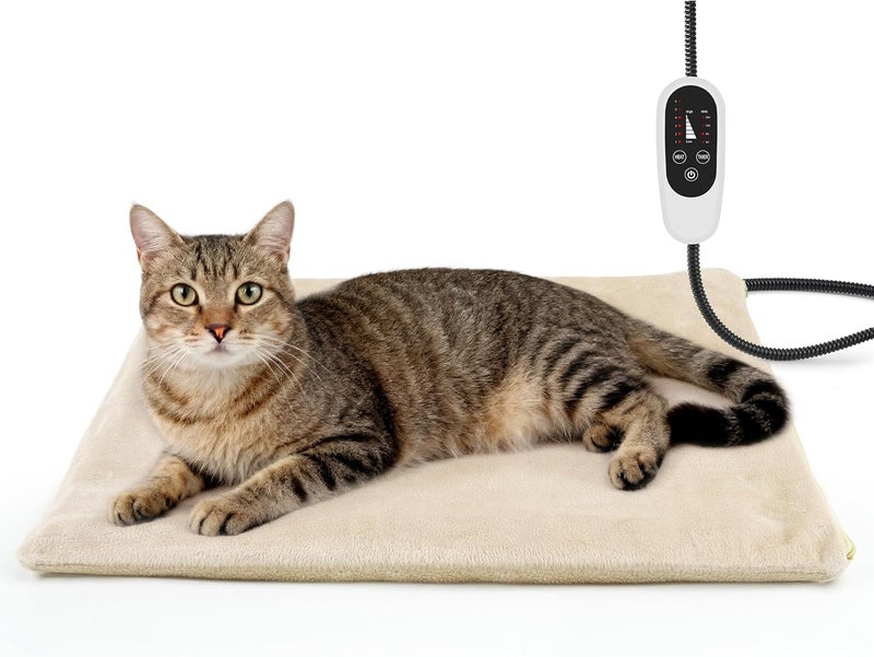 NICREW Cat Heating Pad, Temperature Adjustable Heated Cat Bed with Auto Shut Off Timer, Indoor Pet Heated Bed Mat for Small Dogs, 17.7 x 15.7 Inches, 55W - Image 1