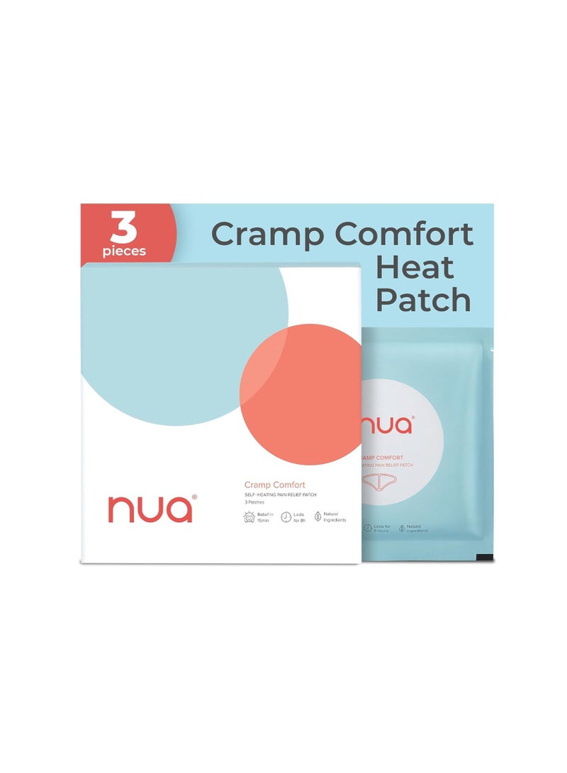Nua Cramp Comfort || 3 Heat Patches for Period Pain and Cramps || 100% Natural Ingredients and Portable || 8 Hours Pain Relief || Quick Relief from Menstrual Pain - Image 1