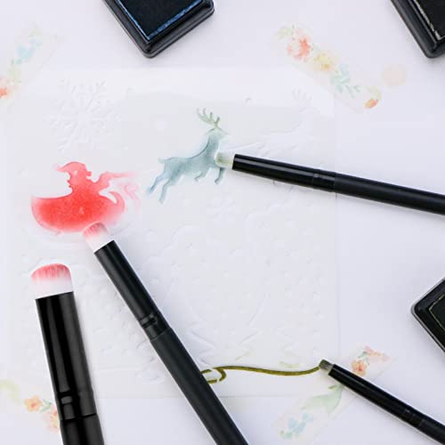 UNIMEIX Mini Blending Brushes for Card Making, Dry Miniature Painting Set Background Blender Paint Brushes Small Detailed Paint Watercolor Brushes (8 Pack) - Image 3