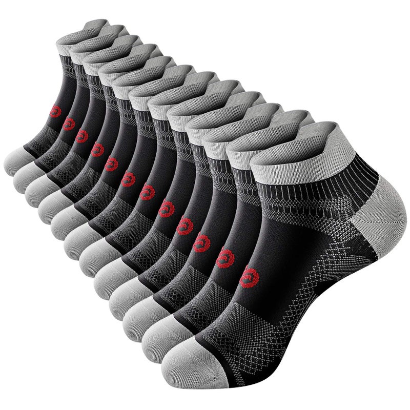 PAPLUS Compression Running Socks (6 Pairs) for Men and Women, Low Cut No Show Running Ankle CompressionSocks with Arch Support for Plantar Fasciitis, Cyling, Athletic, Flight, Travel, Nurses. Black S/M - Image 1