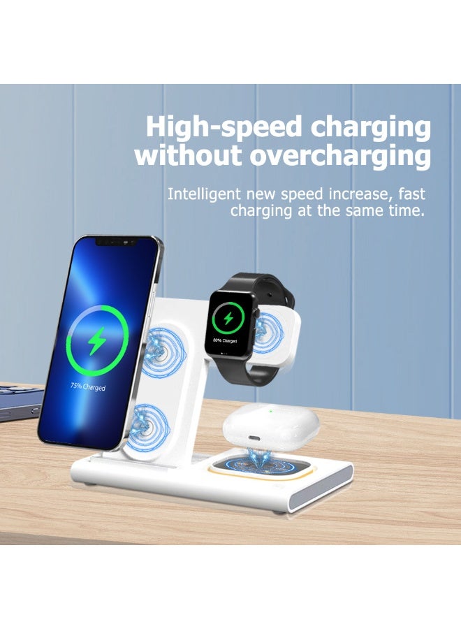 TEXEEM 4-in-1 Foldable Magnetic Wireless Charging Station, QC4.0 Fast Charging Stand for Phone, Watch and Earbuds, Black - Image 5