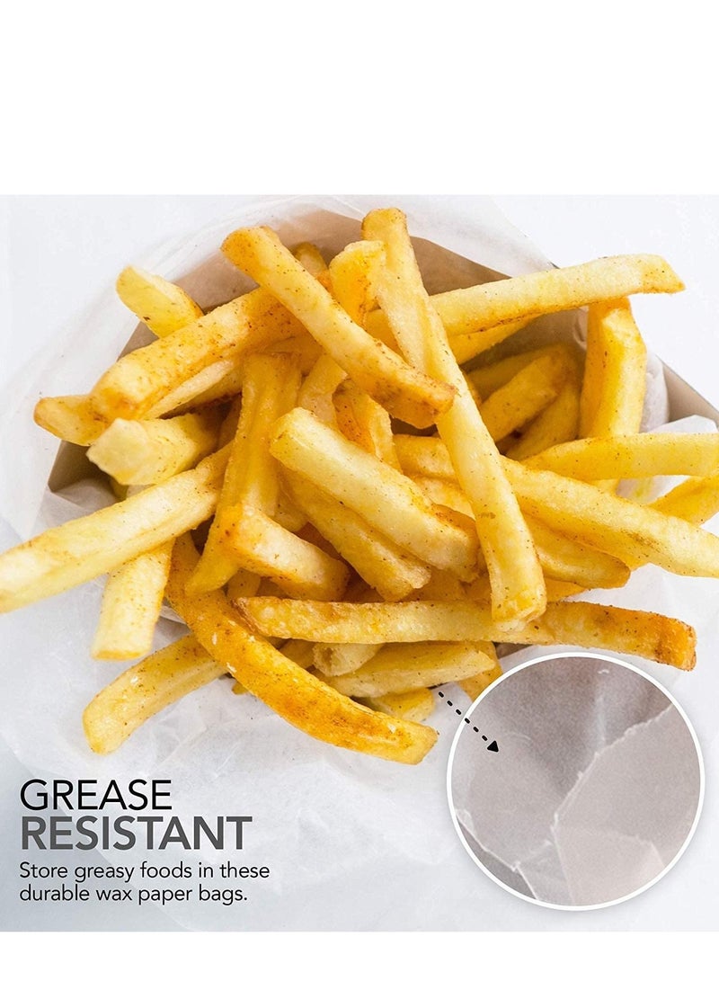 SYOSI Paper Sandwich Bags Bulk Wax Paper (100 Pack) 7" x 6" x 1" Wet Wax Paper Bags - Food Grade Grease Resistant Wax Bags - White Glassine Bags - Paper Bags for Bakery Cookies, Candy, Snacks - Image 2