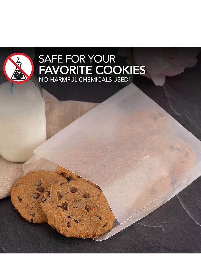 SYOSI Paper Sandwich Bags Bulk Wax Paper (100 Pack) 7" x 6" x 1" Wet Wax Paper Bags - Food Grade Grease Resistant Wax Bags - White Glassine Bags - Paper Bags for Bakery Cookies, Candy, Snacks - Image 5