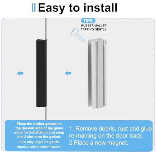 VYH 3" Shower Door Magnet Latch Replacement with Metal Strike and Magnet for 1/8", 5/32", 3/16", and 1/4" Thick Swing Glass Shower Doors - Image 4