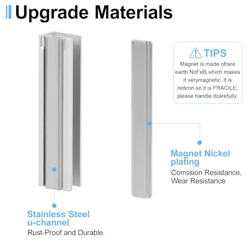 VYH 3" Shower Door Magnet Latch Replacement with Metal Strike and Magnet for 1/8", 5/32", 3/16", and 1/4" Thick Swing Glass Shower Doors - Image 3