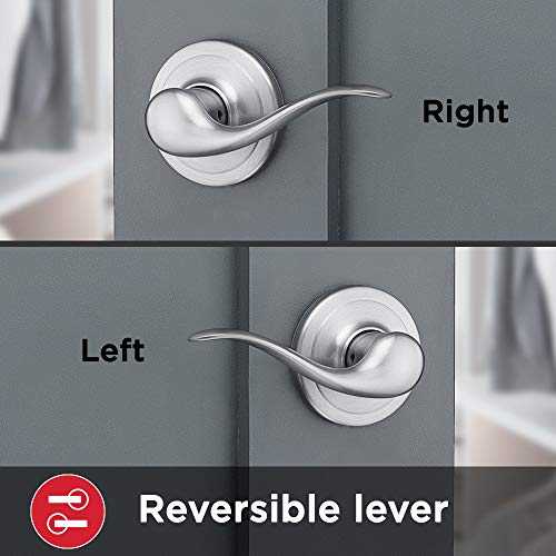Kwikset Tustin Interior Passage Door Handle, Lever For Closet and Hallway Doors, Reversible Non-Locking Handle Lever, Satin Chrome, 1 Count (Pack of 1) - Image 3
