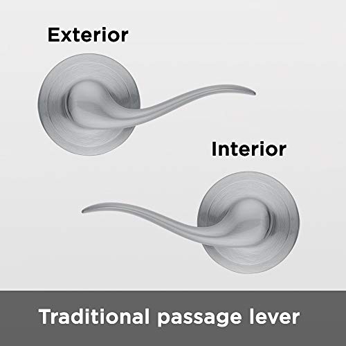 Kwikset Tustin Interior Passage Door Handle, Lever For Closet and Hallway Doors, Reversible Non-Locking Handle Lever, Satin Chrome, 1 Count (Pack of 1) - Image 2