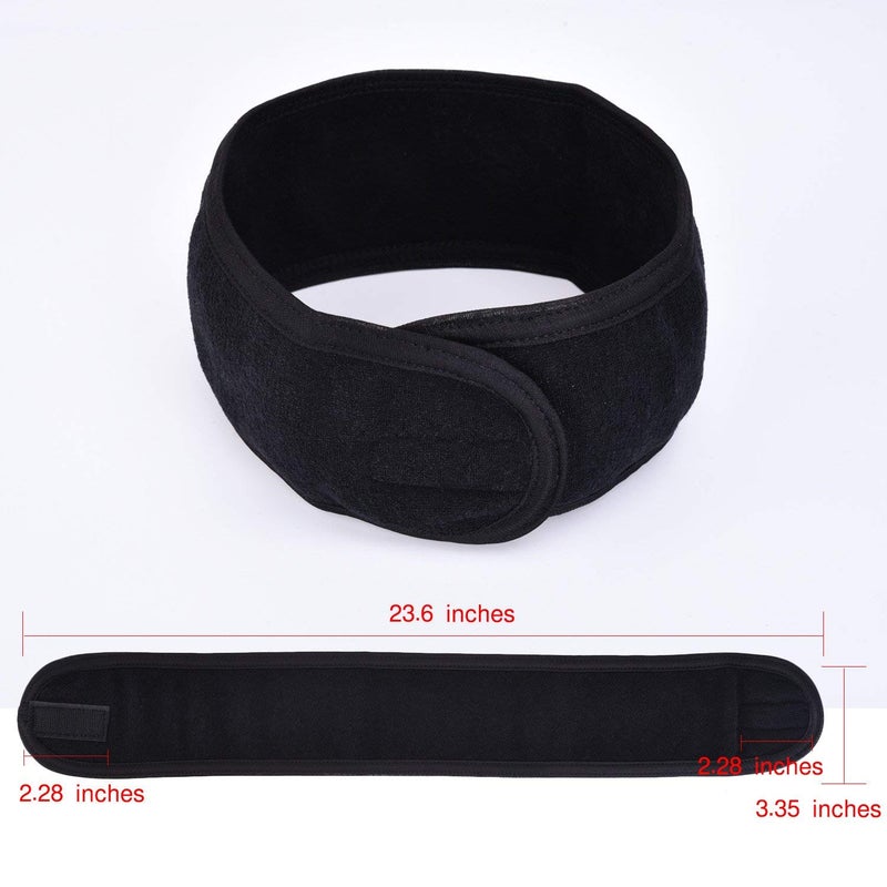eBoot eBoot 2 Pieces Spa Headband Makeup Facial Terry Cloth Stretch Yoga Sport Towel Black - Image 2