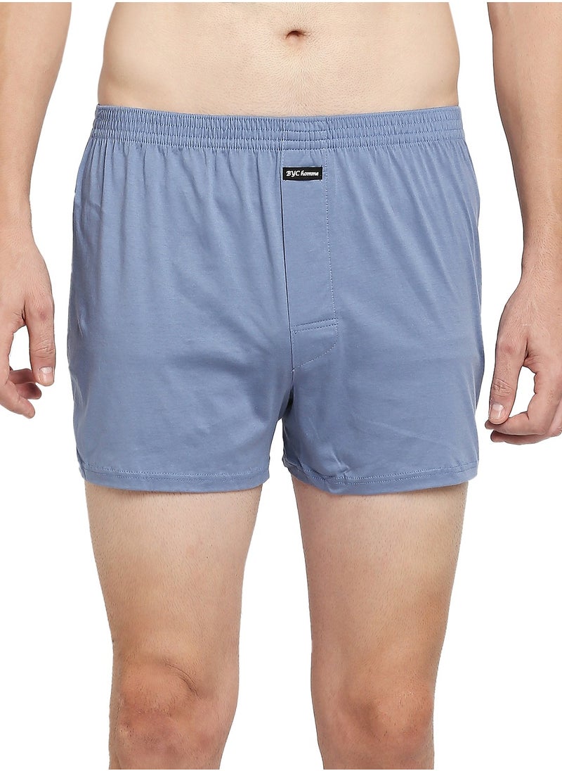 BYC - Men's Knitted Cotton Boxer - Blue - Image 1