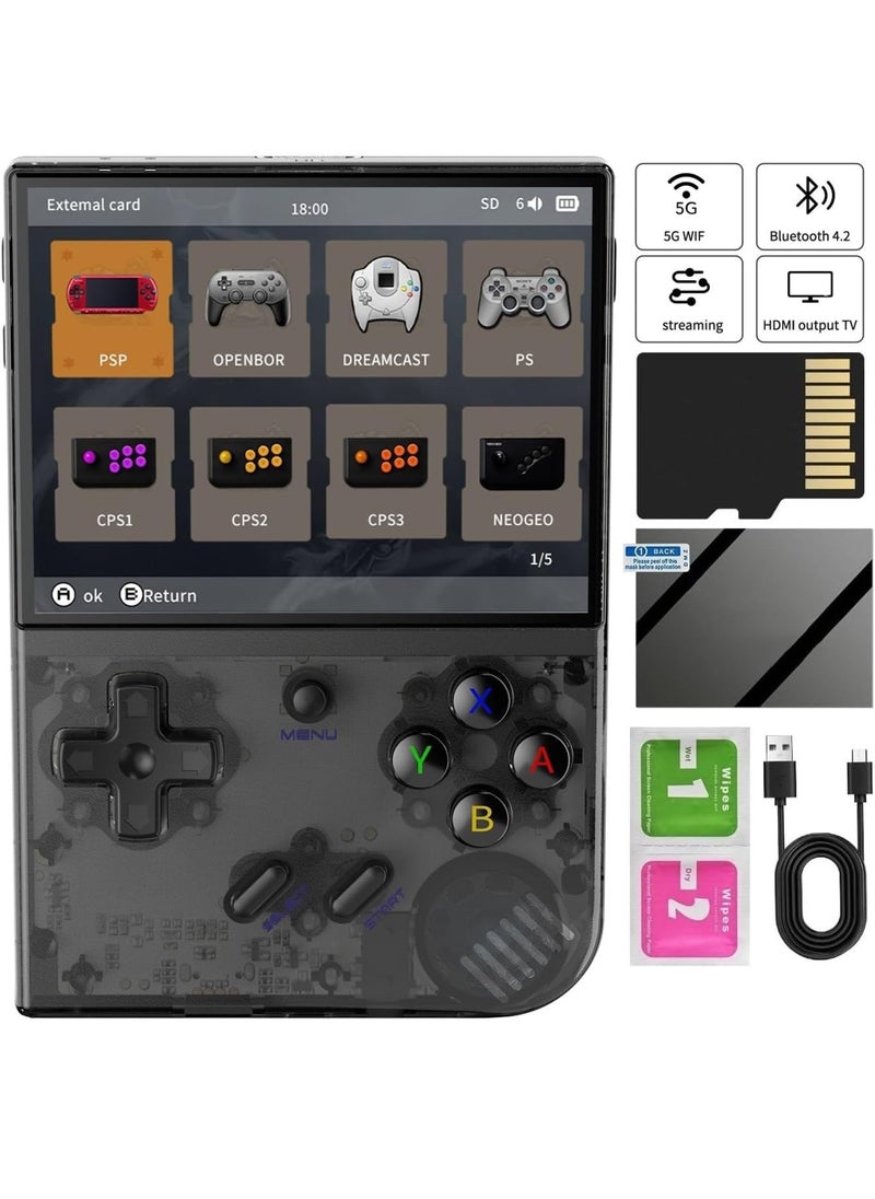 Uwals - ANBERNIC RG35XX Plus Retro Handheld Game Console , Support HDMI TV Output 5G WiFi Bluetooth 4.2 , 3.5 Inch IPS Screen Linux System Built-in 64G TF Card 5515 Games (RG35XX Plus-Black) - Image 1
