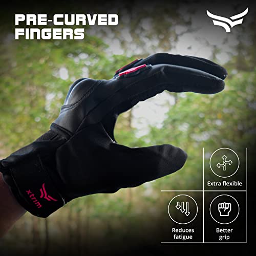 XTRIM Protekt - Universal Bike Riding Gloves for Men (Small) Sloping Finger Knuckles, Bike Accessories, Touchscreen Compatible Fingertips, Suede Padding, Gloves for Protection, Washable (Black & Red) - Image 5