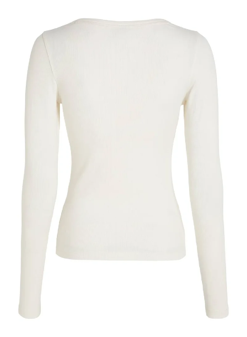 TOMMY JEANS Women's Slim Essential Long Sleeve T-Shirt - Cotton, White